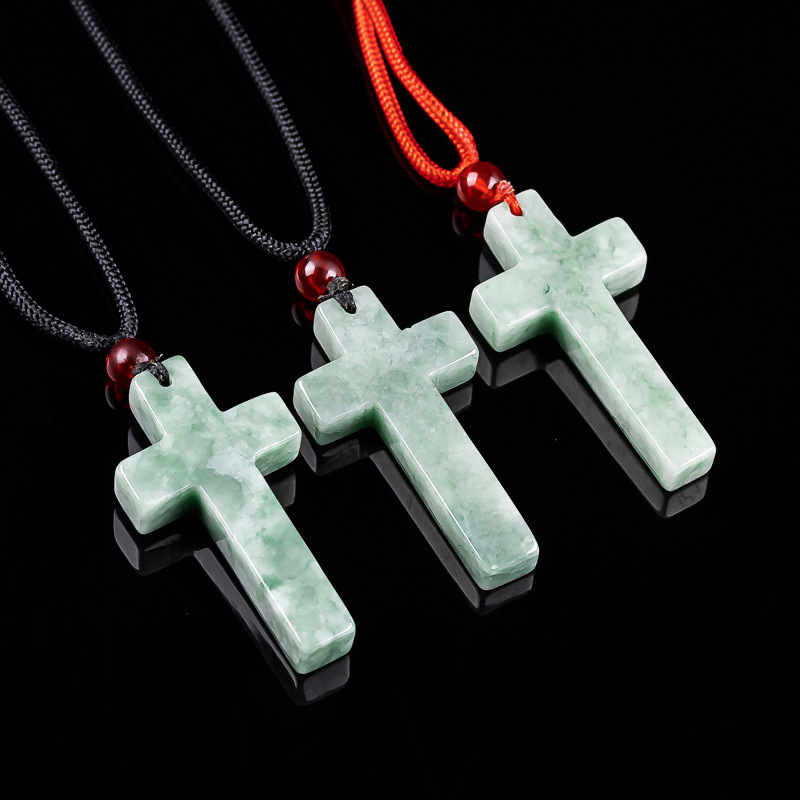 Women'S Accessories - Myanmar Jadeite Cross Pendant Necklace Burmese