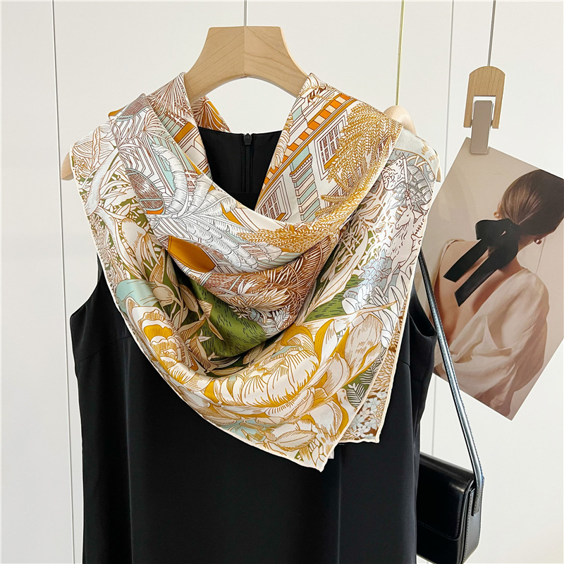 Satin Silk Scarf 110cm Brand M - Women Accessories Brands review and price