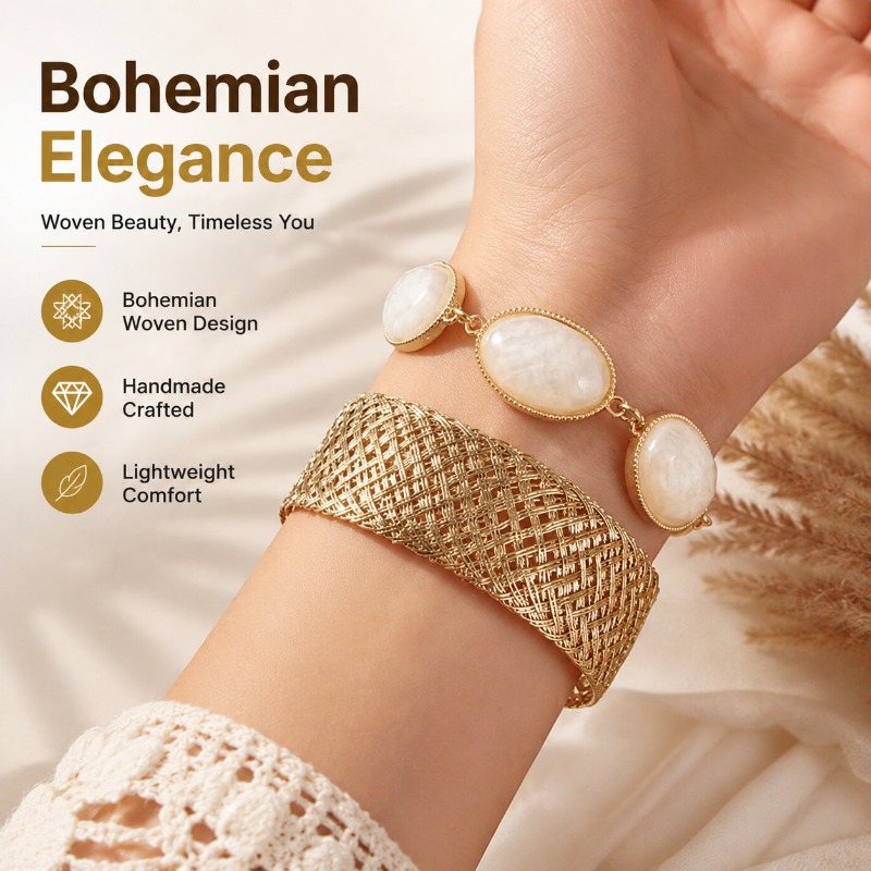 Bohemian Woven Resin Oval Brac - Resin Bangle Bracelet review and price