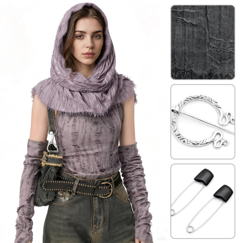 Medieval Hooded Tattered Scarf - Women'S Viking Accessories review and price